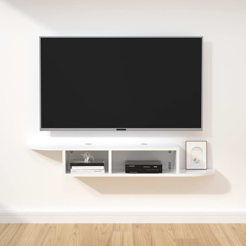 Hinged shelf for TV on the wall