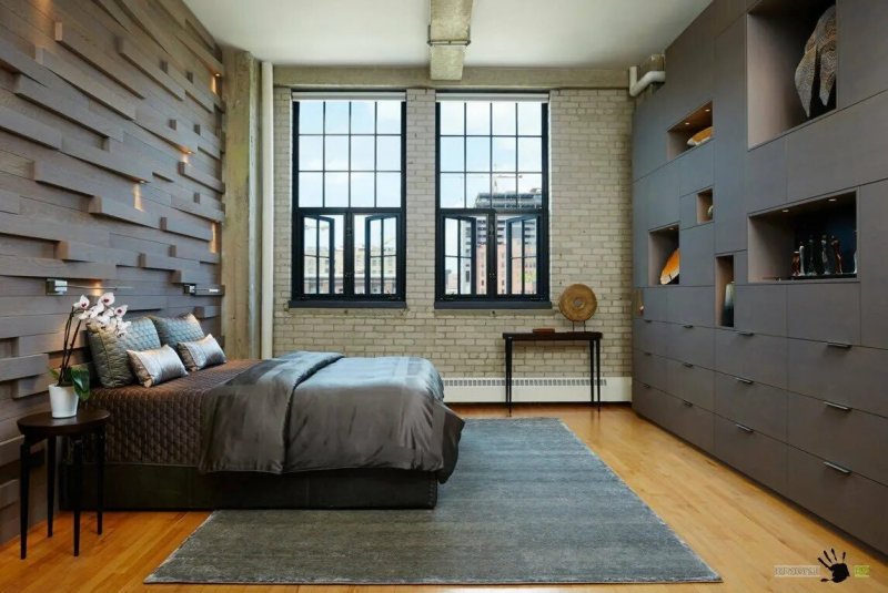 Loft industrial loft -style bedroom