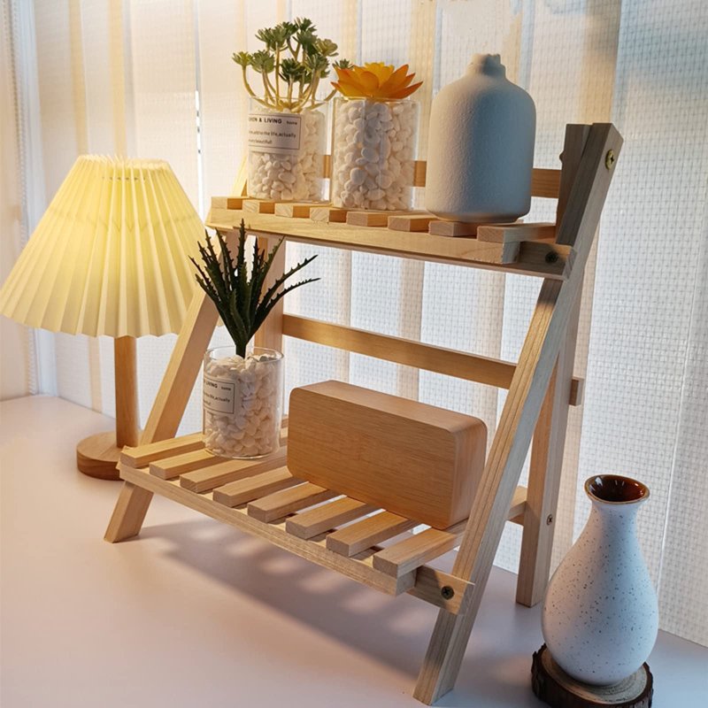 Two -level adjustable wooden book shelf