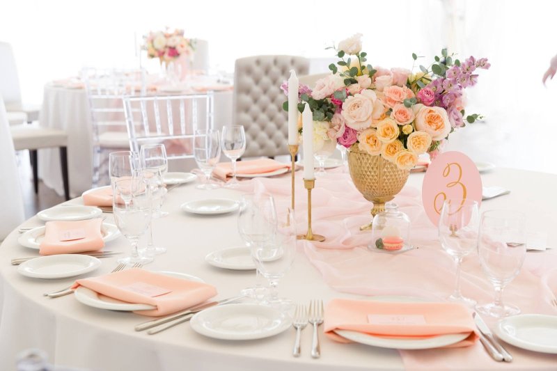 Wedding decoration in peach color