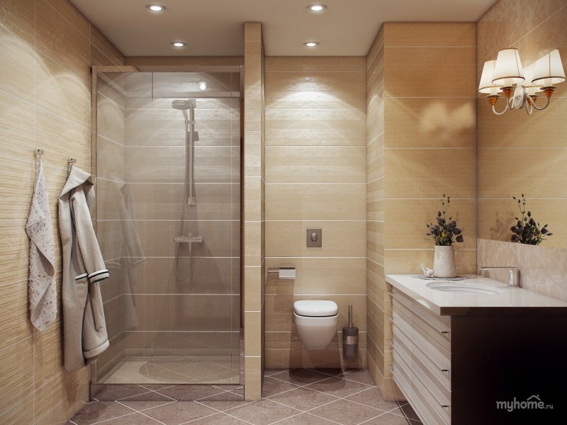 Bathroom design with shower in a private house