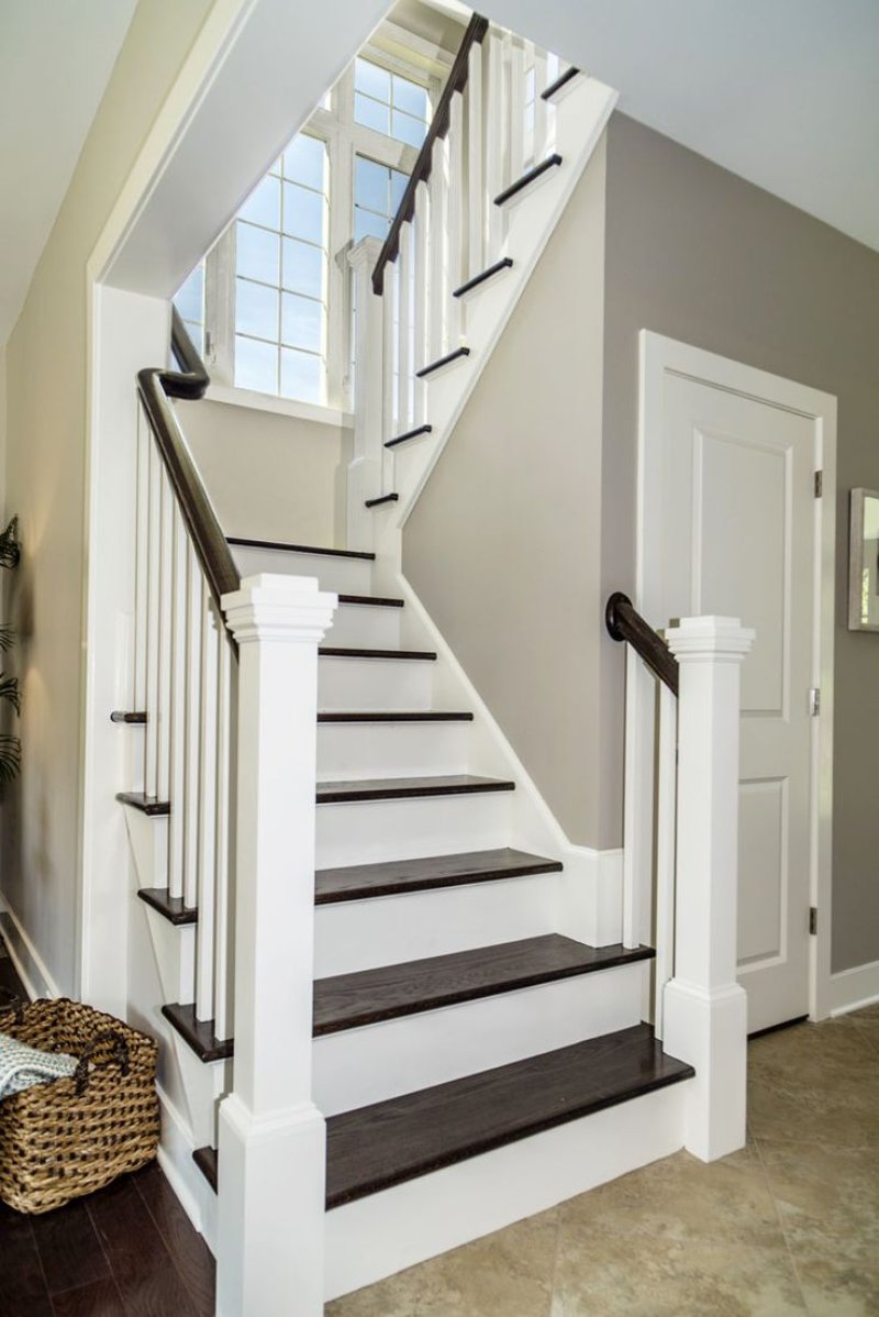 Gray white staircase in the house