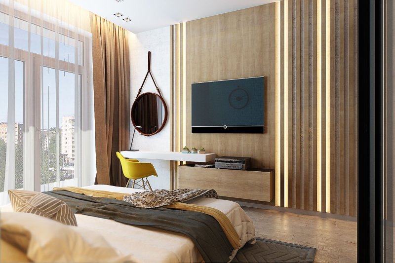 TV zone in a bedroom in a modern style