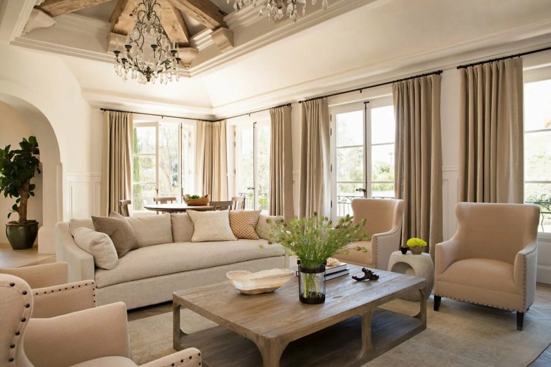 Cozy living room in beige colors