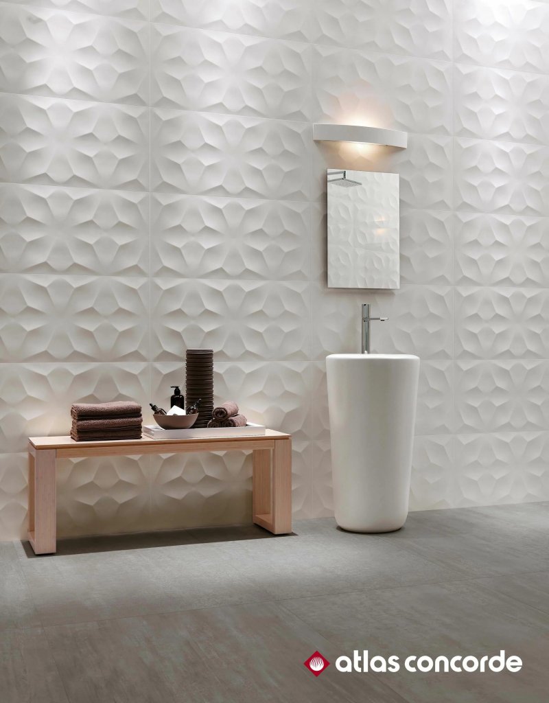 Tiles Atlas Concorde 3D Wall Design Dune White Matt