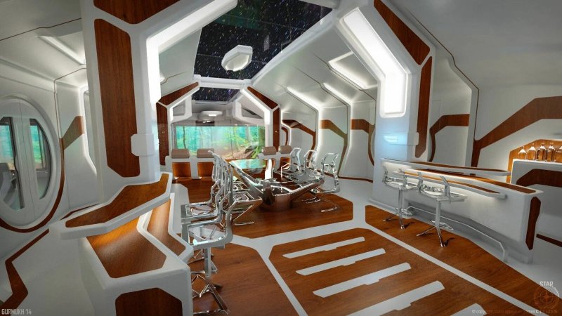 The interior of the spaceship