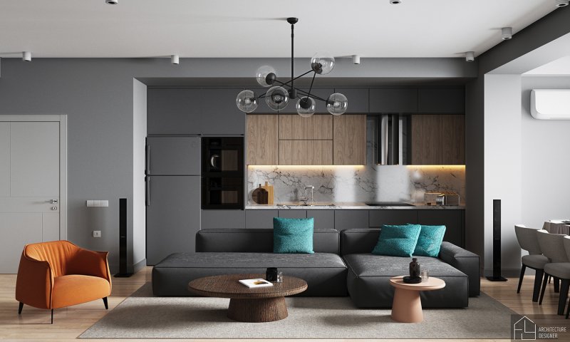 Kitchens living rooms in a modern style