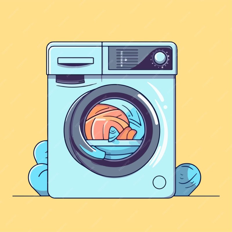 The washing machine is cartoony