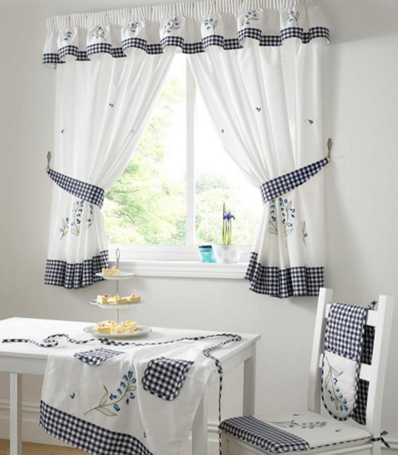 Curtains in the kitchen in country style short