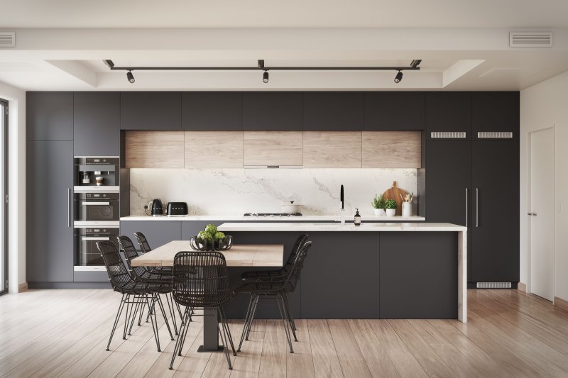 Gray kitchen in a modern style