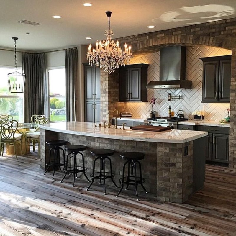 Kitchen with a island in a private house