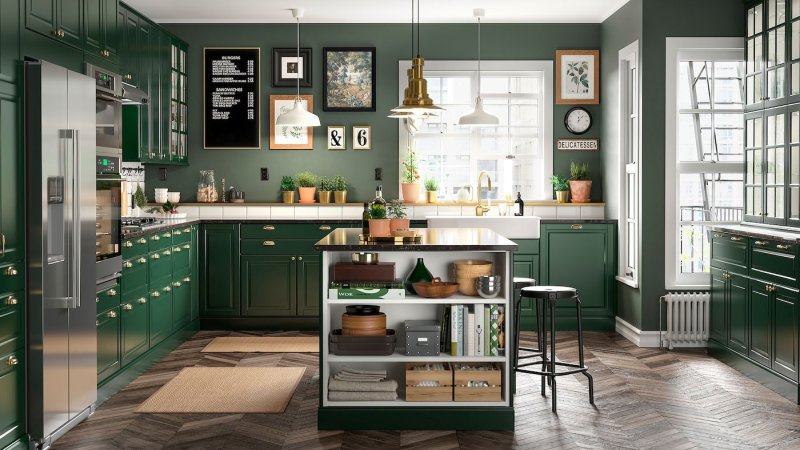 Kitchen Ikea Budin green