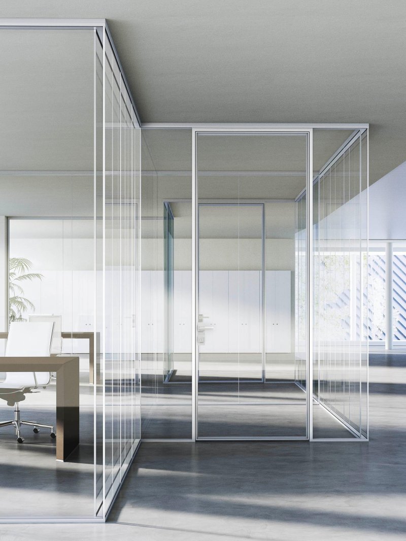 Glass partition for office