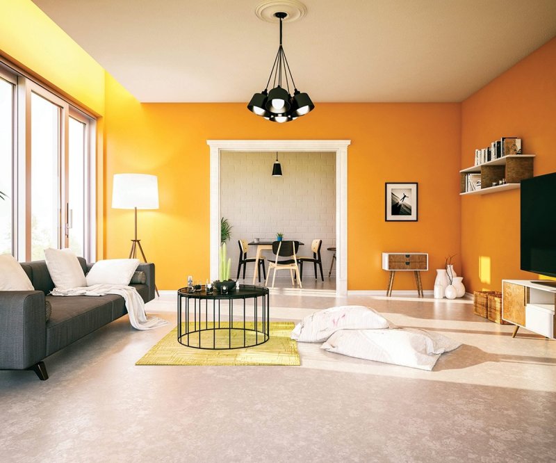 Orange walls in the interior