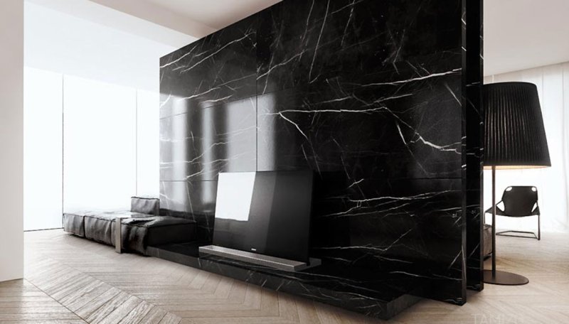 Black marble in the interior