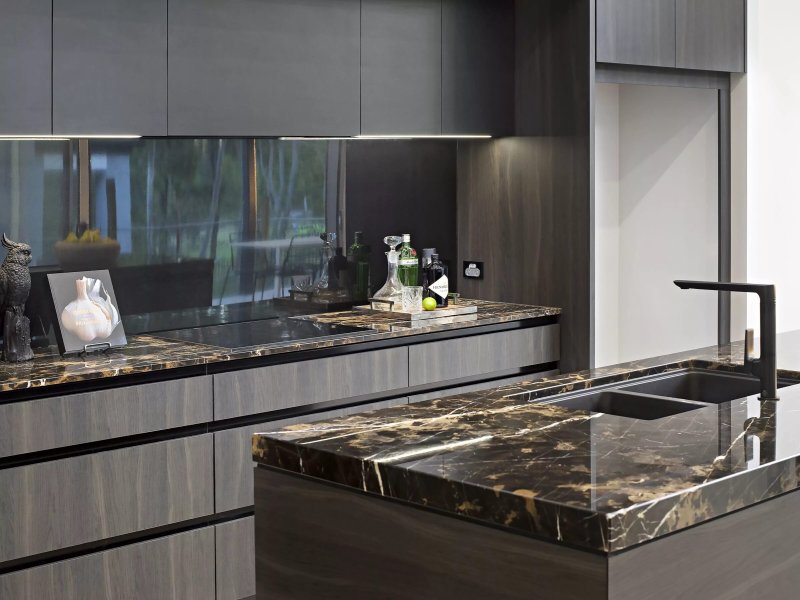 The design of the kitchen is modern