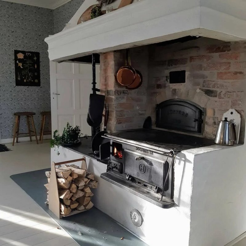 Russian stove in a modern interior