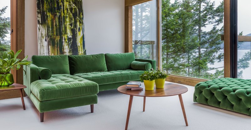 Green sofa interior