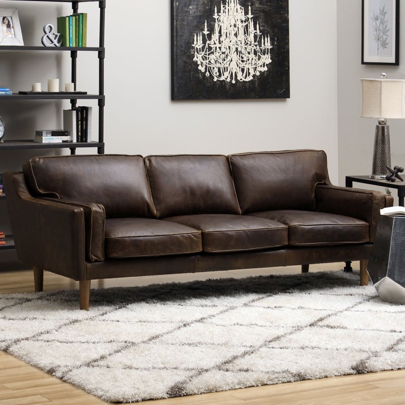 Brown leather sofa