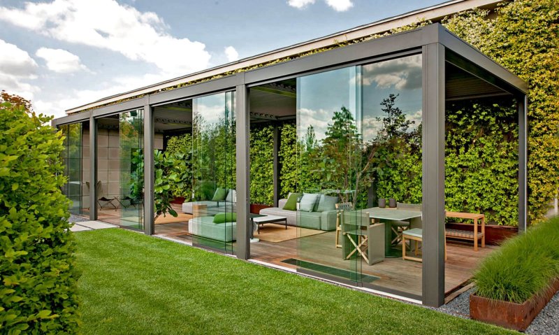 Glass veranda to the house