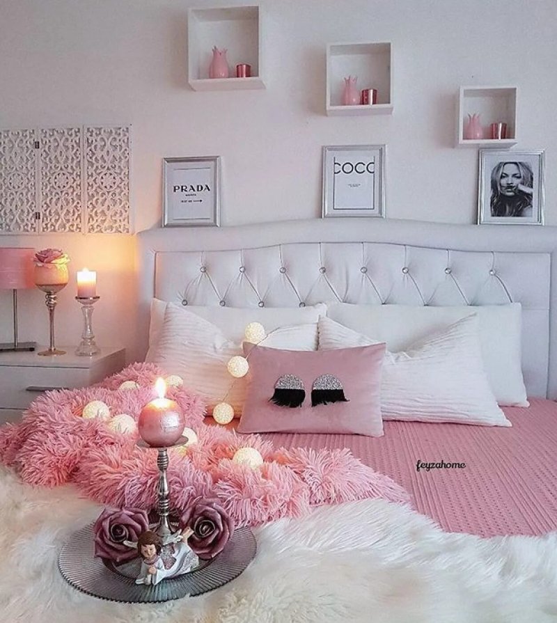 Pink interior of the room