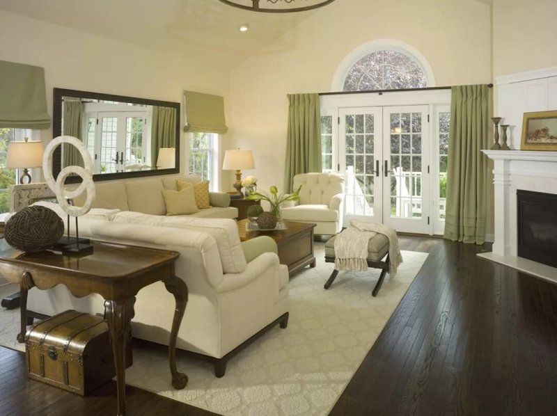 Living room in olive tones