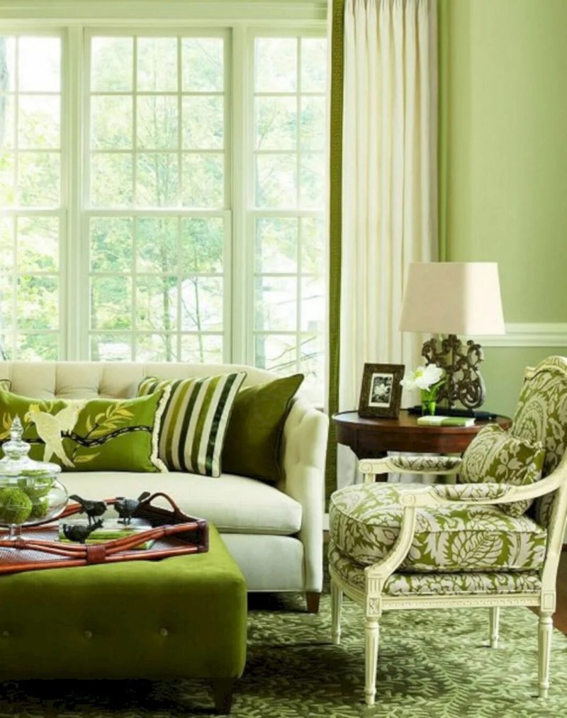 Living room in olive tones