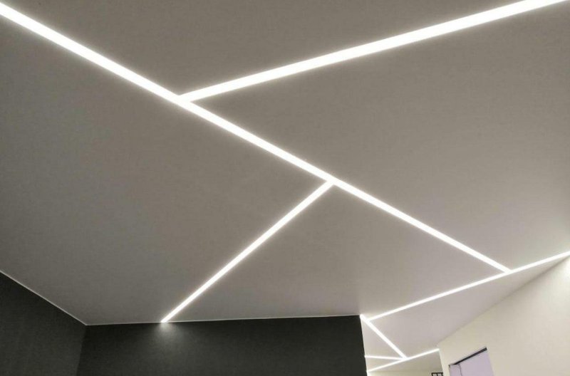 Light lines on a stretch ceiling