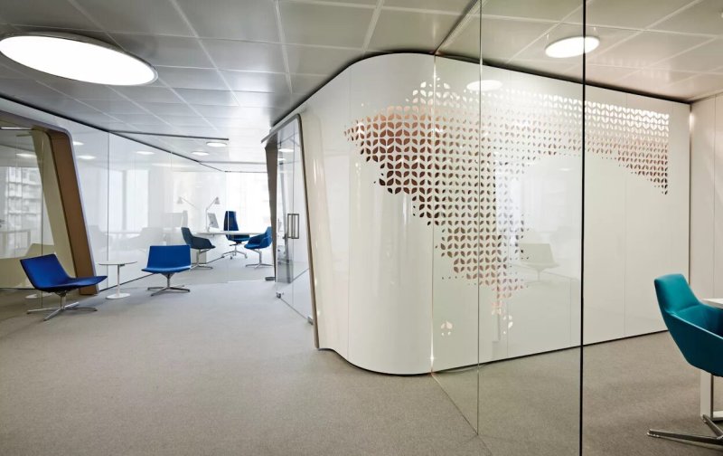 Glass partitions for zoning office