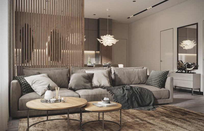 Contemporary style in the interior of the living room