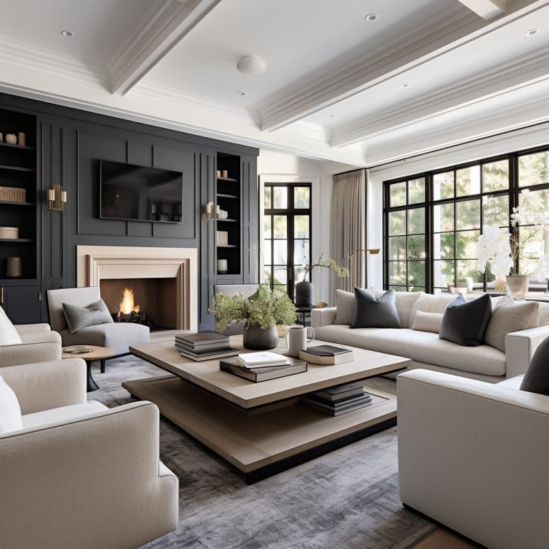 The living room is modern design