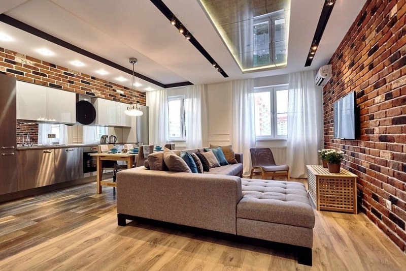 Kitchen living room in loft style