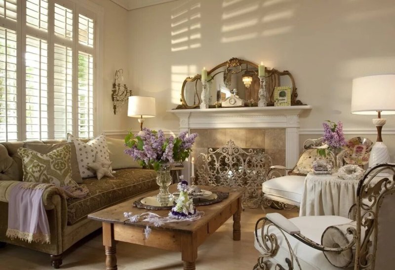 Provence style in the interior of the living room