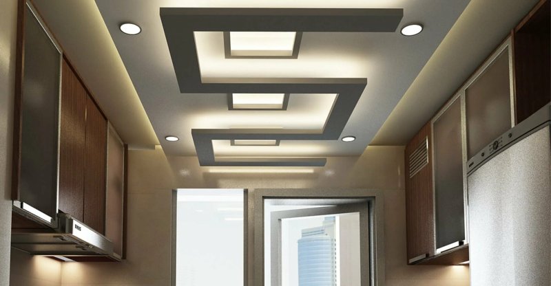 Gypsum plasterboard ceilings in the kitchen