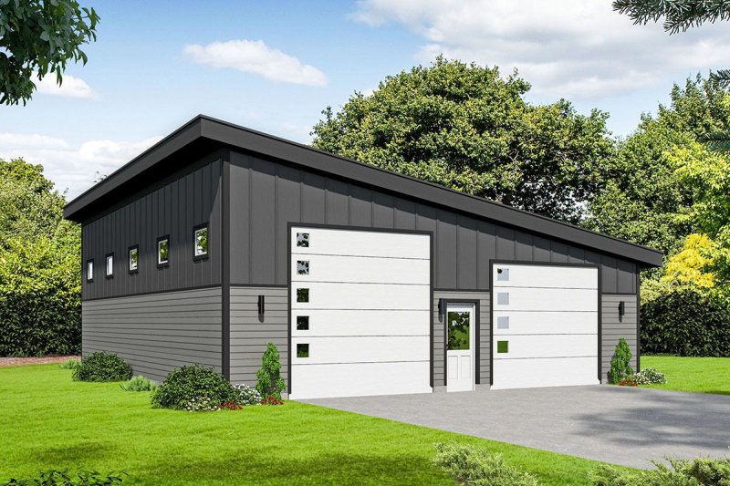 Garages with a single -sided roof