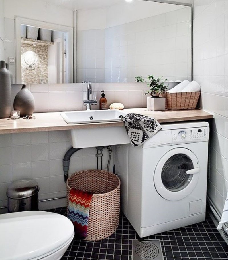 Bathroom design with washing machine