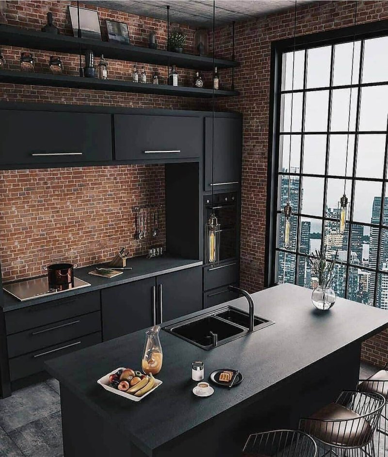 Kitchen in the style of loft 14m2