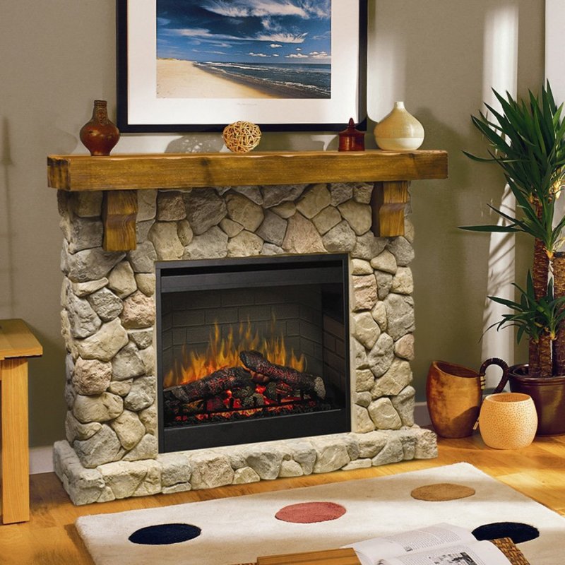 Stone fireplace