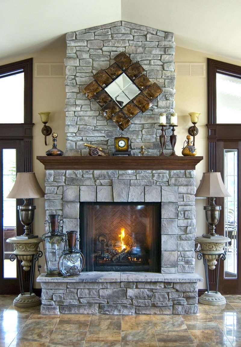 Fireplaces trimmed with decorative stone