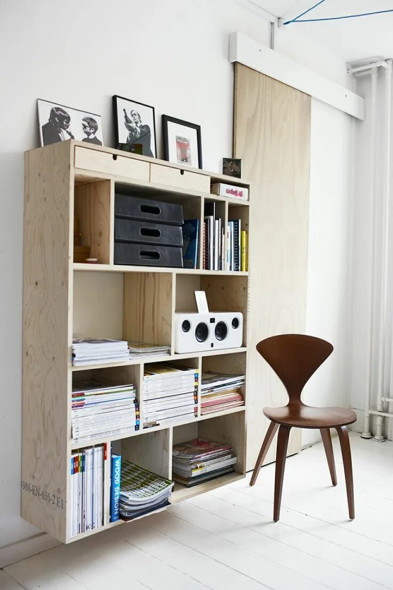 Wooden boxes in the interior