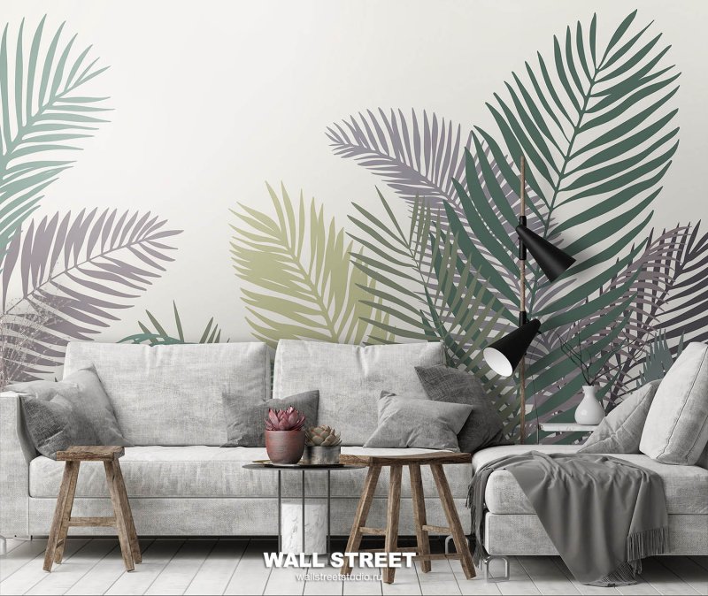 Palm leaves in the interior