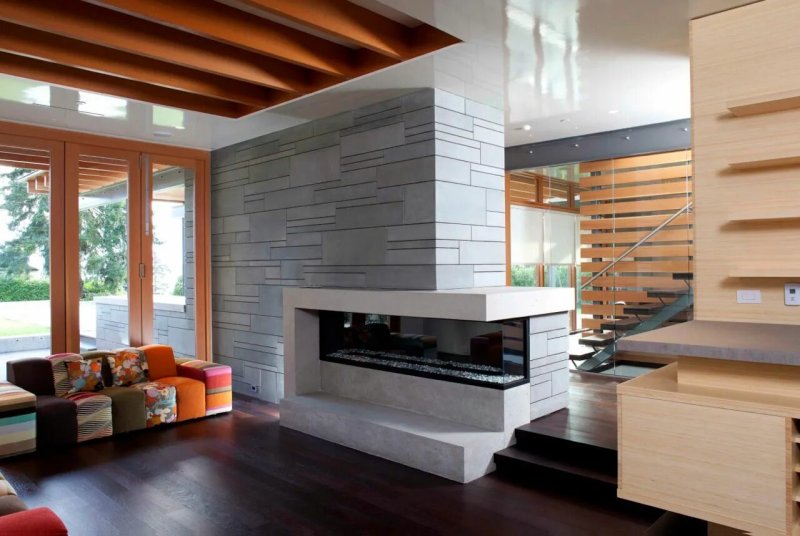 Modern fireplaces in the interior