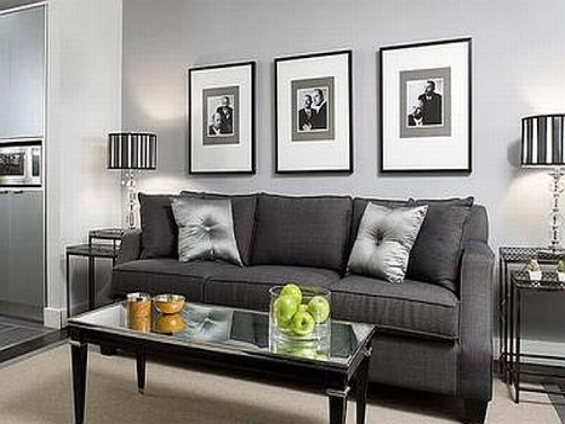 Dark gray sofa in the interior