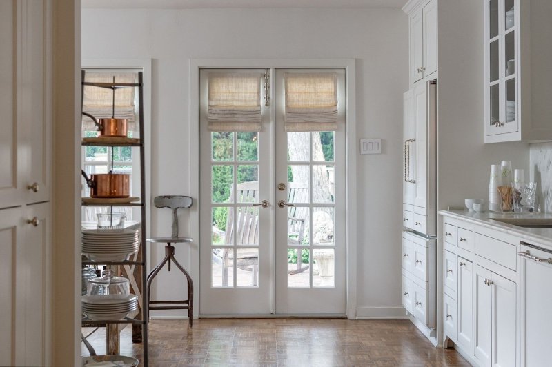 Kitchen with a French window