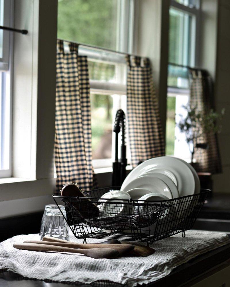 Curtains in a cage for the kitchen