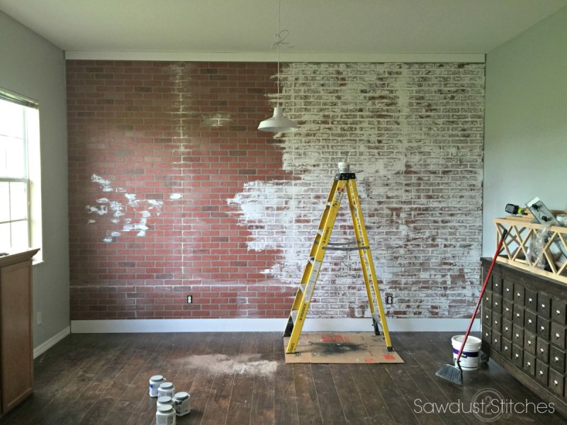 Painted brick in the interior