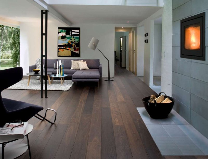 Brown laminate in the interior of the living room