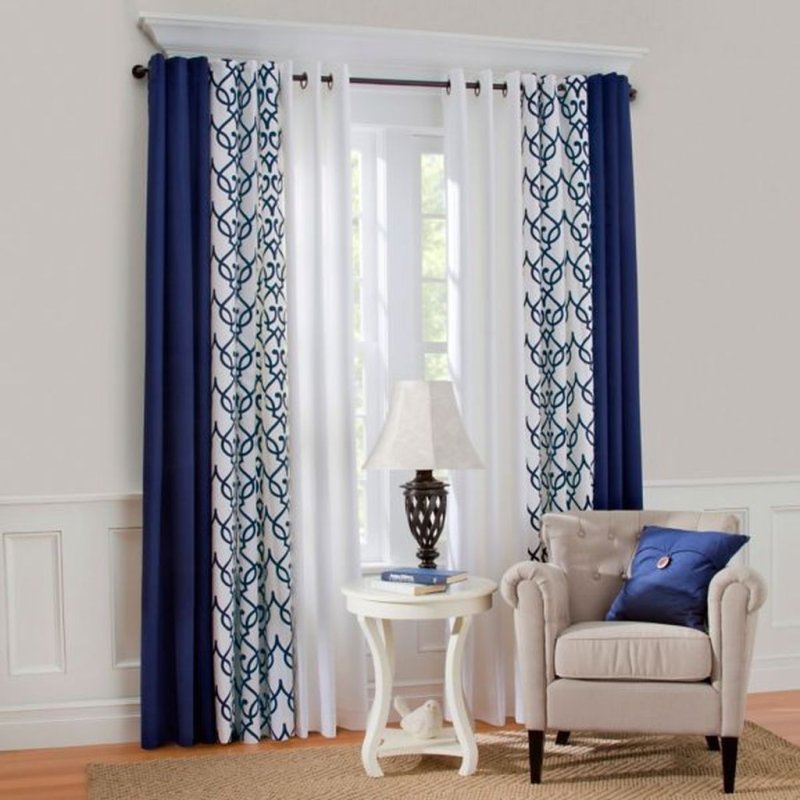 Curtains with a geometric pattern