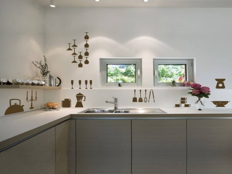 Gray kitchen in the interior