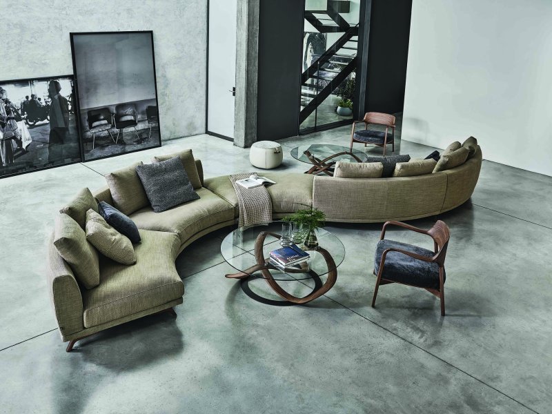 Semicircular sofas for the living room